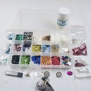 Crafting Decorating Sequins Brooch Ear Ring Making Kit Lot Glitter Vintage